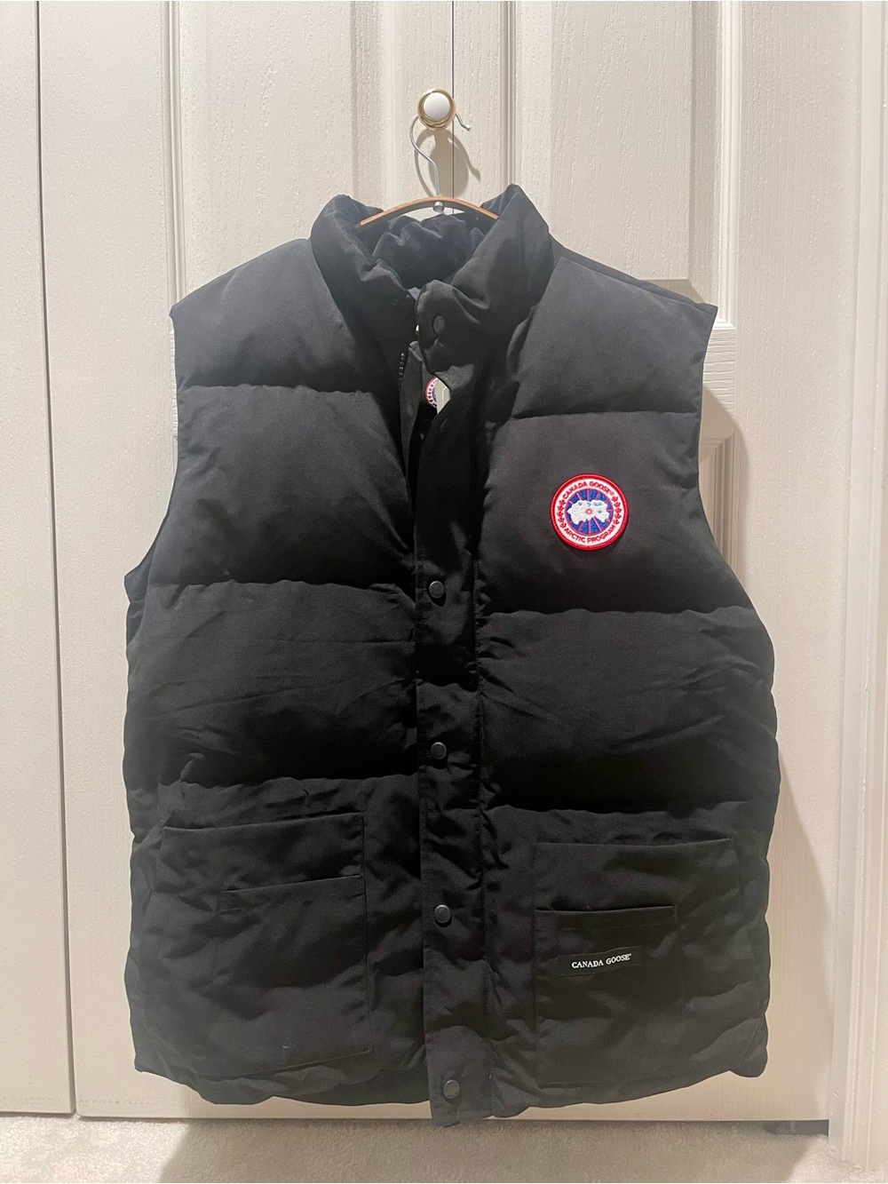 Canada Goose Black Puffer Down Vest with Signature Patch